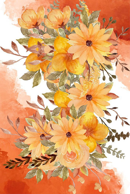 Orange flowers and plants Poster Print - Aal Hussein Abdel