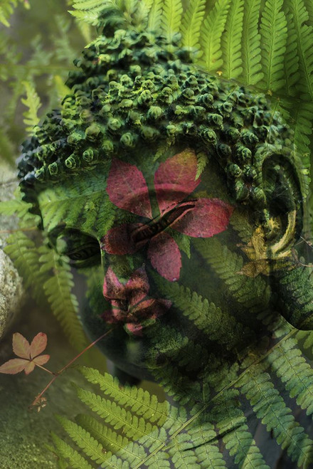 Green Buddha Statue Head II Poster Print - Artographie