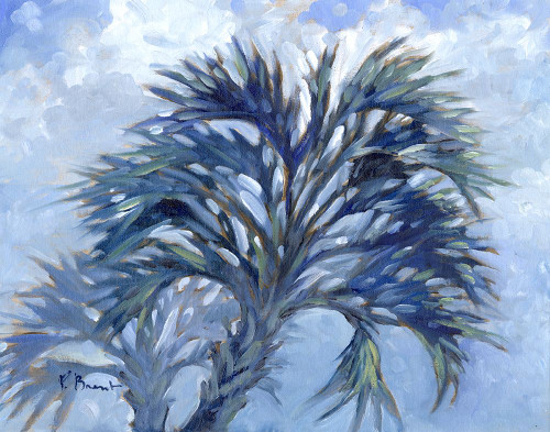 Impressions of Palms Indigo - Twin Palms Poster Print - Paul Brent