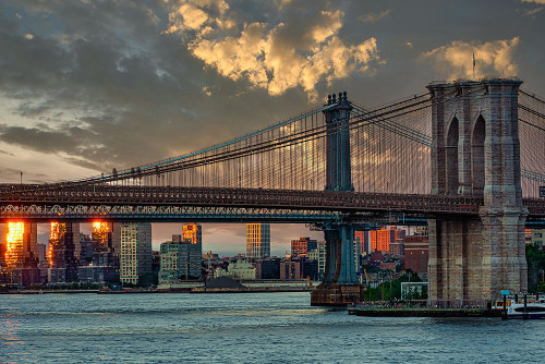 Brooklyn and Manhattan Bridges Poster Print - Franklin Kearney