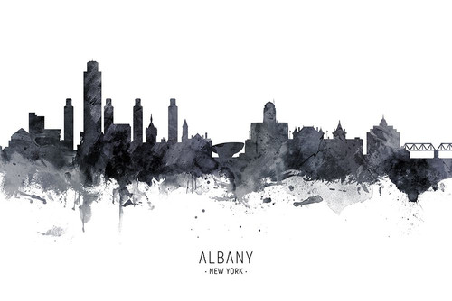 Albany New York Skyline Poster Print - Michael Tompsett