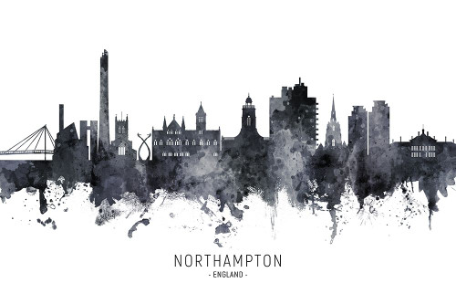 Northampton England Skyline Poster Print - Michael Tompsett
