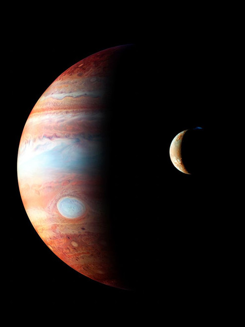 New Horizons images of Jupiter and its Moon Io Poster Print - NASA