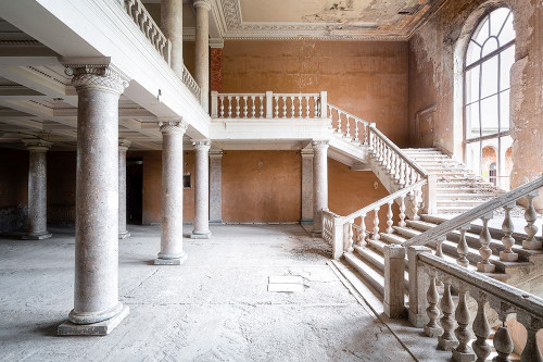 Orange Hall with Stairs Poster Print - Roman Robroek