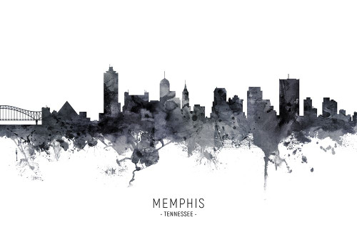 Memphis Tennessee Skyline Poster Print - Michael Tompsett