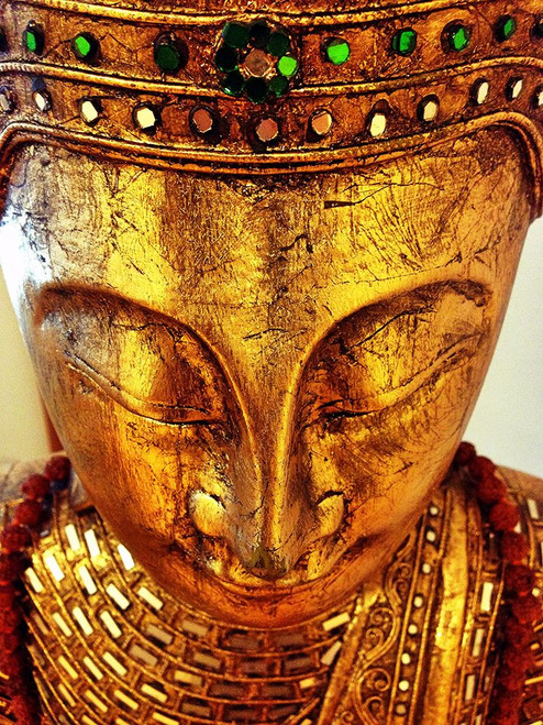 Antique Gold Buddha Statue Head Poster Print - Artographie
