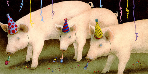 Party Pigs Poster Print - Will Bullas