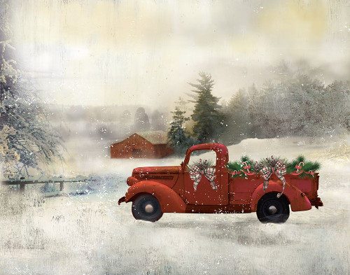 Red Barn Winter Poster Print - Nan