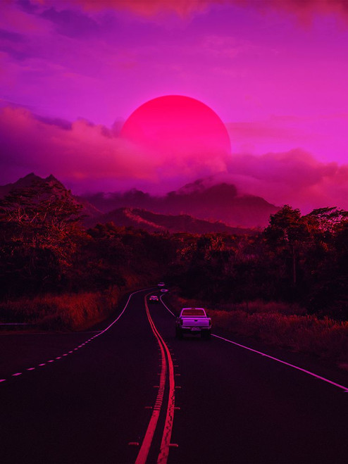 Neon Mountain Poster Print - Ritvik Takkar