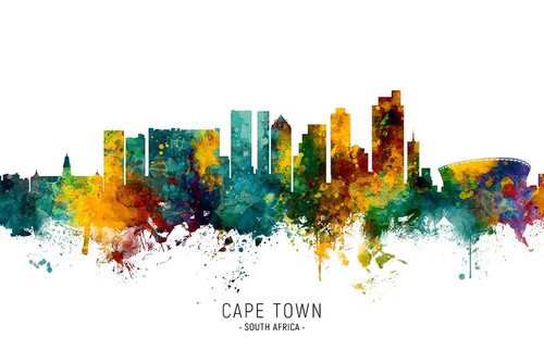 Cape Town South Africa Skyline Poster Print - Michael Tompsett
