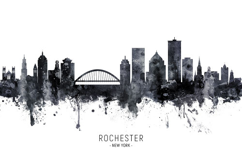 Rochester New York Skyline Poster Print - Michael Tompsett