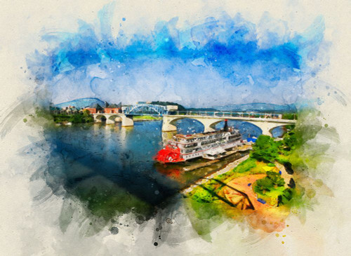 Bridge To Lookout Color Watercolor Poster Print - Rachel Lee