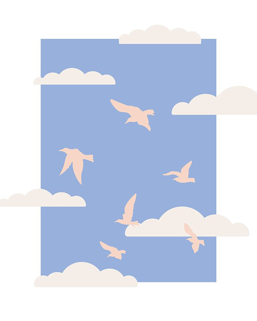Clouds Bird Poster Print - Beth Cai