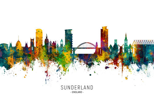 Sunderland England Skyline Poster Print - Michael Tompsett