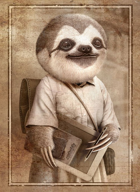 STUDENT SLOTH Poster Print - Adam Lawless