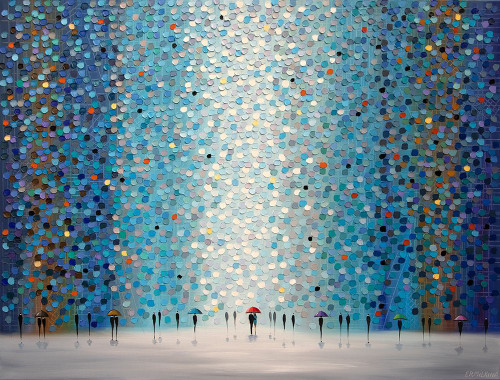 Umbrellas At Night Poster Print - Ekaterina Ermilkina