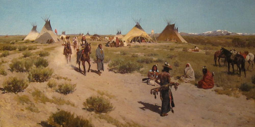 Hunting Camp on the Plains Poster Print - Henry F Farny
