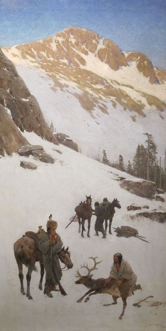 Indian Elk Hunting Poster Print - Henry F Farny