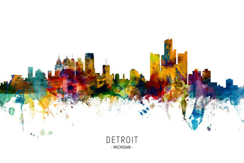 Detroit Michigan Skyline Poster Print - Michael Tompsett