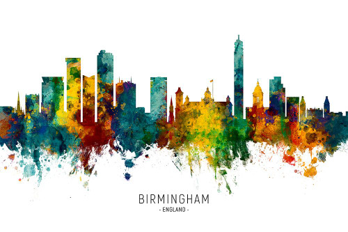 Birmingham England Skyline Poster Print - Michael Tompsett