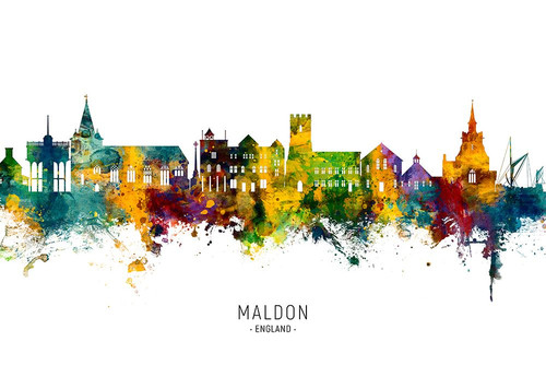 Maldon England Skyline Poster Print - Michael Tompsett