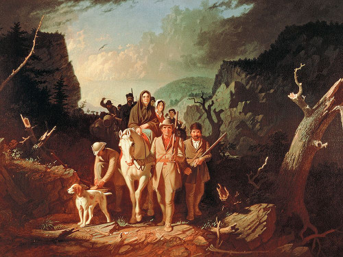 Daniel Boone escorting Settlers Poster Print - George Caleb Bingham