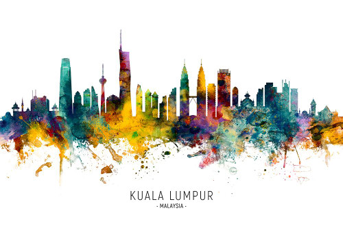 Kuala Lumpur Malaysia Skyline Poster Print - Michael Tompsett