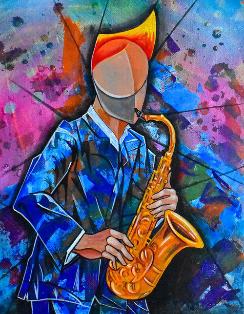 Jazz sax man Poster Print - Ricardo Maya
