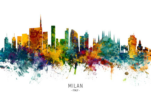 Milan Italy Skyline Poster Print - Michael Tompsett