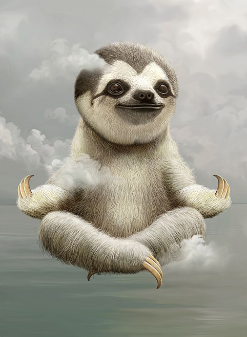 sloth meditating Poster Print - Adam Lawless