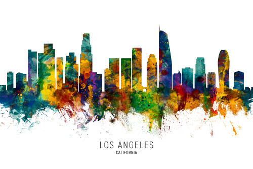 Los Angeles California Skyline Poster Print - Michael Tompsett