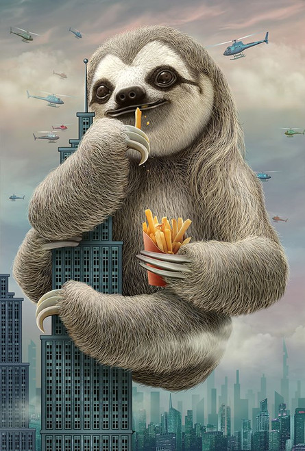 sloth climbing a building Poster Print - Adam Lawless
