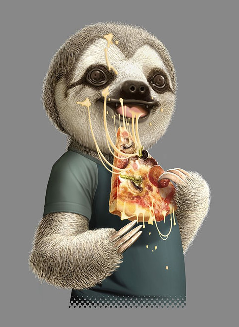 sloth eat pizza Poster Print - Adam Lawless