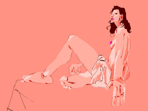 Girl Sitting Pink Poster Print - Francesco Gulina