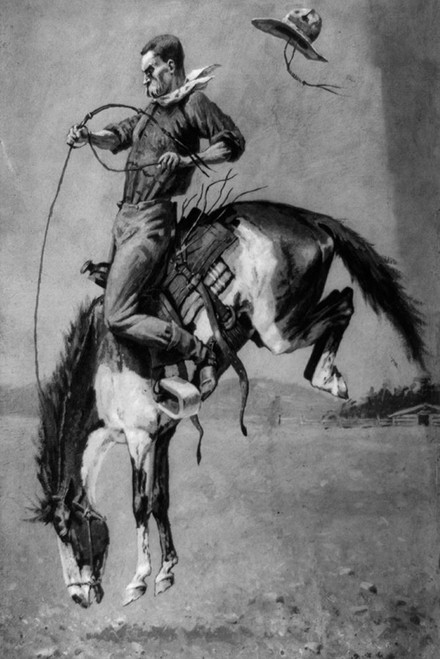 A Bucking Bronco Poster Print - Frederic Remington