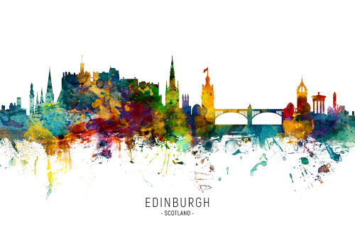 Edinburgh Scotland Skyline Poster Print - Michael Tompsett