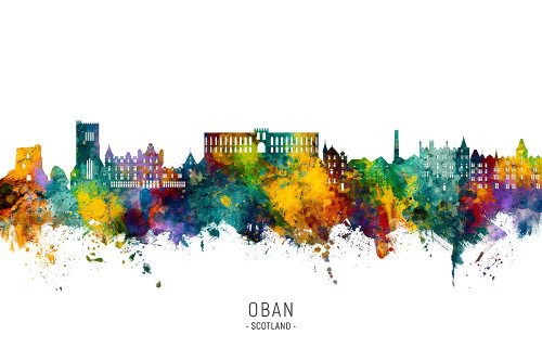 Oban Scotland Skyline Poster Print - Michael Tompsett