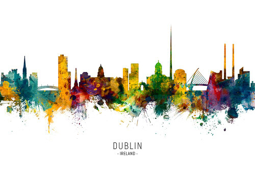 Dublin Ireland Skyline Poster Print - Michael Tompsett