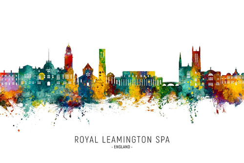 Royal Leamington Spa England Skyline Poster Print - Michael Tompsett