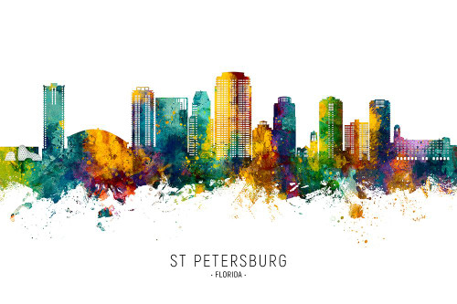 St Petersburg Florida Skyline Poster Print - Michael Tompsett
