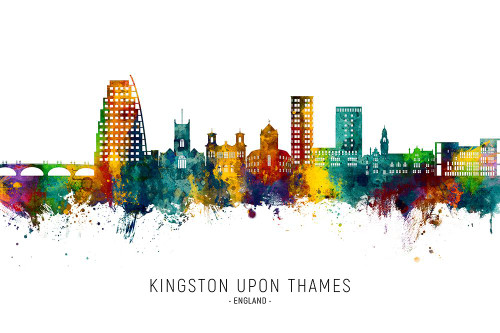 Kingston upon Thames England Skyline Poster Print - Michael Tompsett