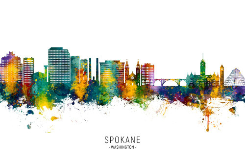 Spokane Washington Skyline Poster Print - Michael Tompsett