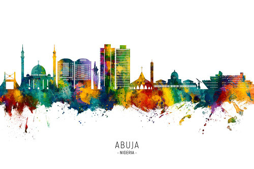 Abuja Nigeria Skyline Poster Print - Michael Tompsett