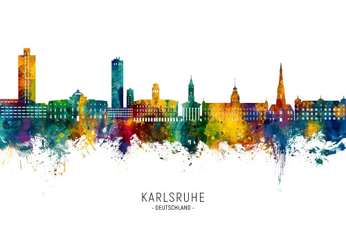 Karlsruhe Germany Skyline Poster Print - Michael Tompsett