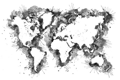 Gray strokes world map Poster Print - Blursbyai Rosana Laiz