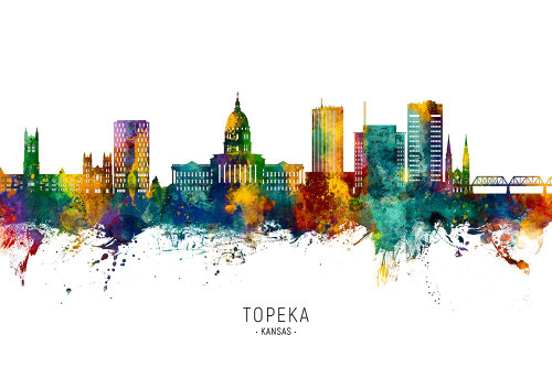 Topeka Wyoming Skyline Poster Print - Michael Tompsett