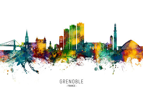 Grenoble France Skyline Poster Print - Michael Tompsett