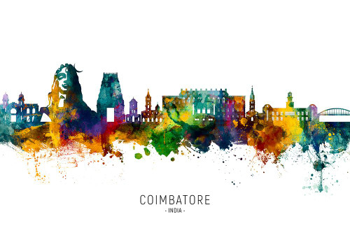 Coimbatore Skyline India Poster Print - Michael Tompsett