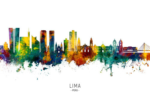 Lima Peru Skyline Poster Print - Michael Tompsett