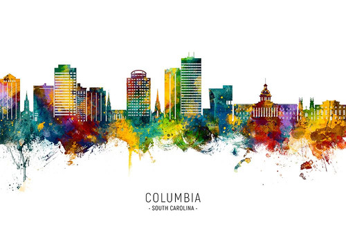 Columbia South Carolina Skyline Poster Print - Michael Tompsett